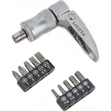 ABD-033K2. Отвертка трещоточная со смен.вставками 1/4",12 пр, LICOTA